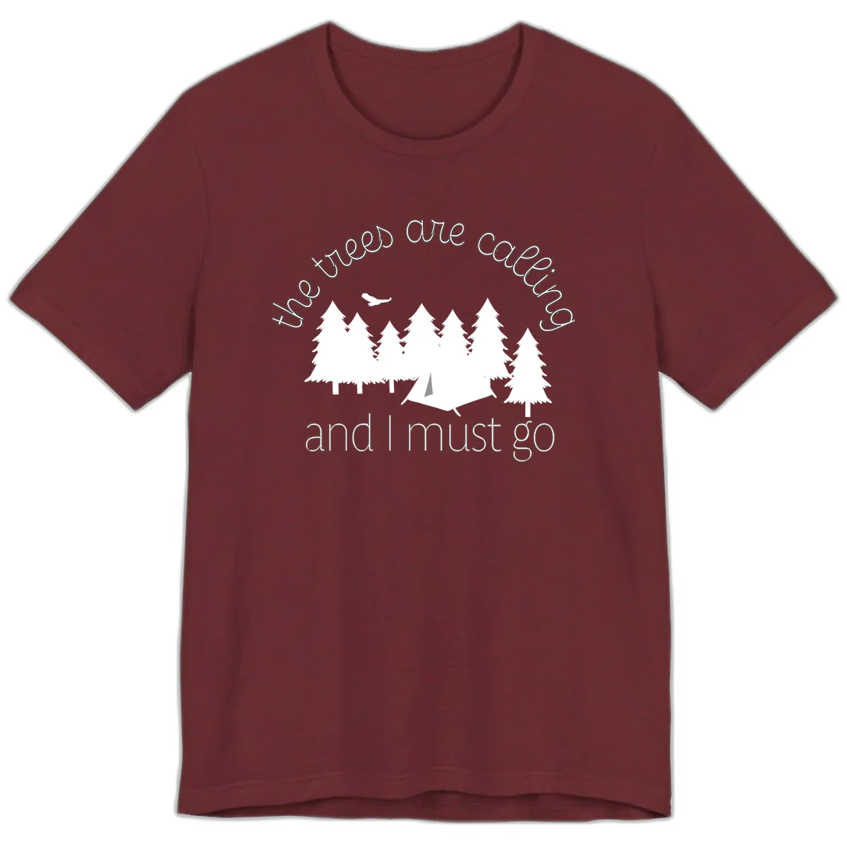 The Trees Are Calling And I Must Go Premium T-Shirt in Heather Cardinal