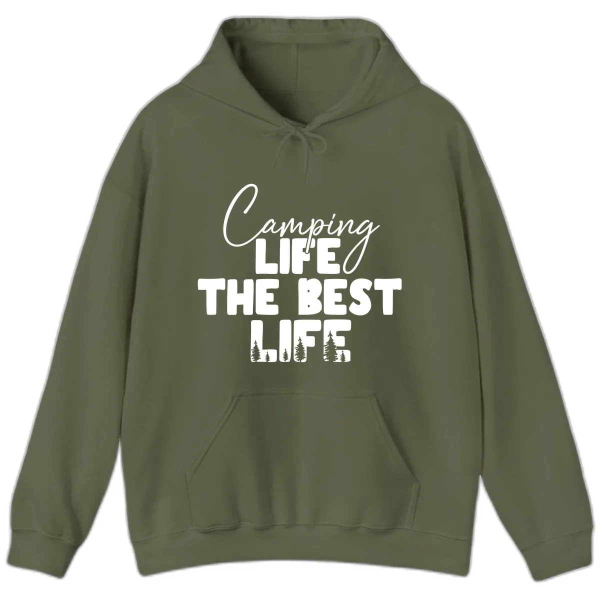 Camping Life The Best Life Hoodie in Military Green