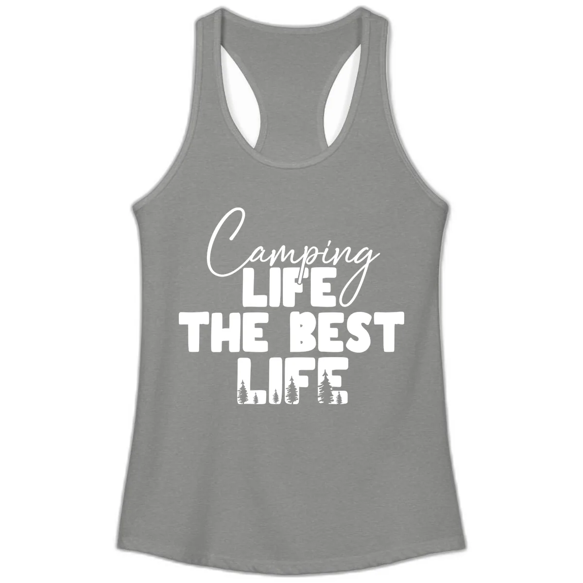 Camping Life The Best Life Ladies Tank in Heather Grey