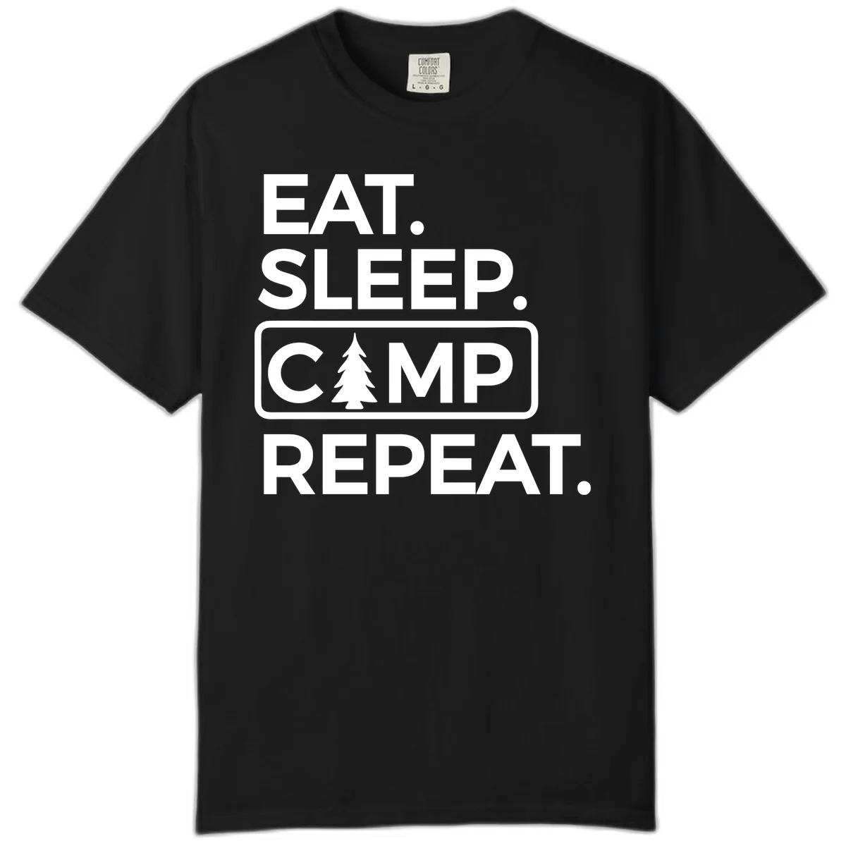 Eat Sleep Camp Repeat Comfort Color in Black