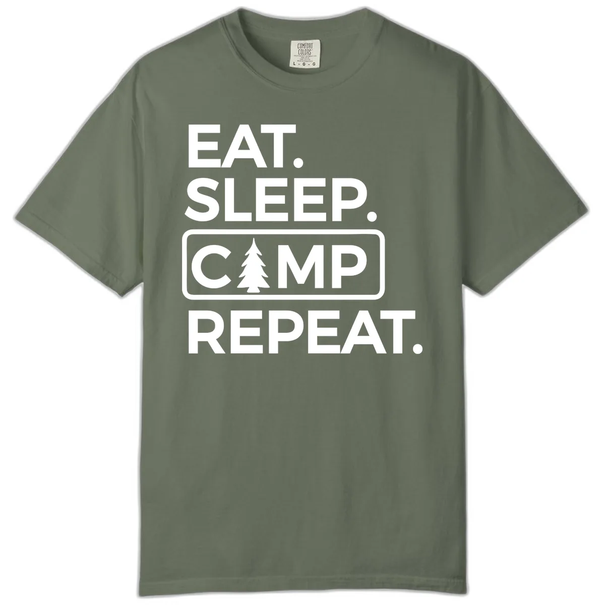 Eat Sleep Camp Repeat Comfort Color in Moss