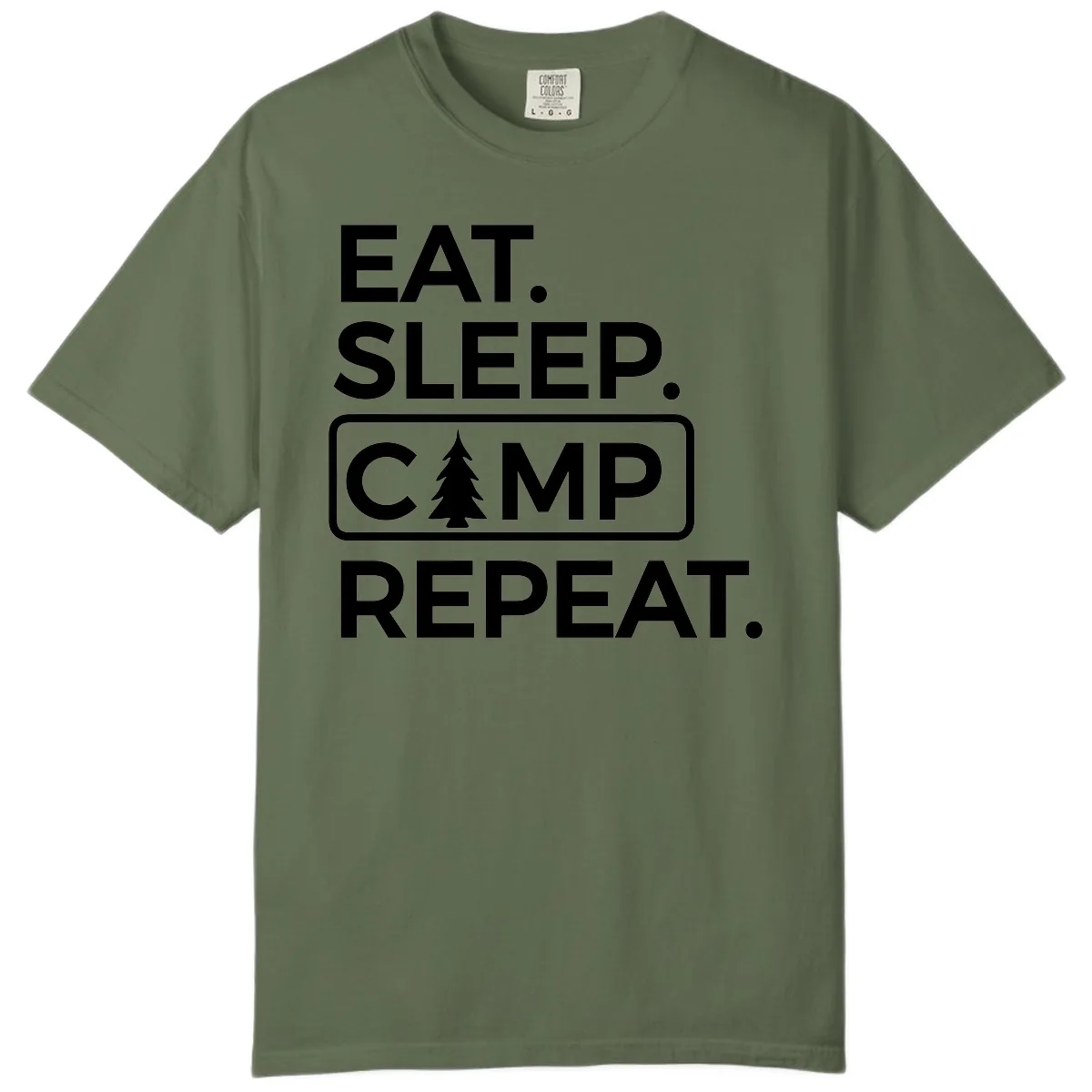 Eat Sleep Camp Repeat Comfort Color in Sage