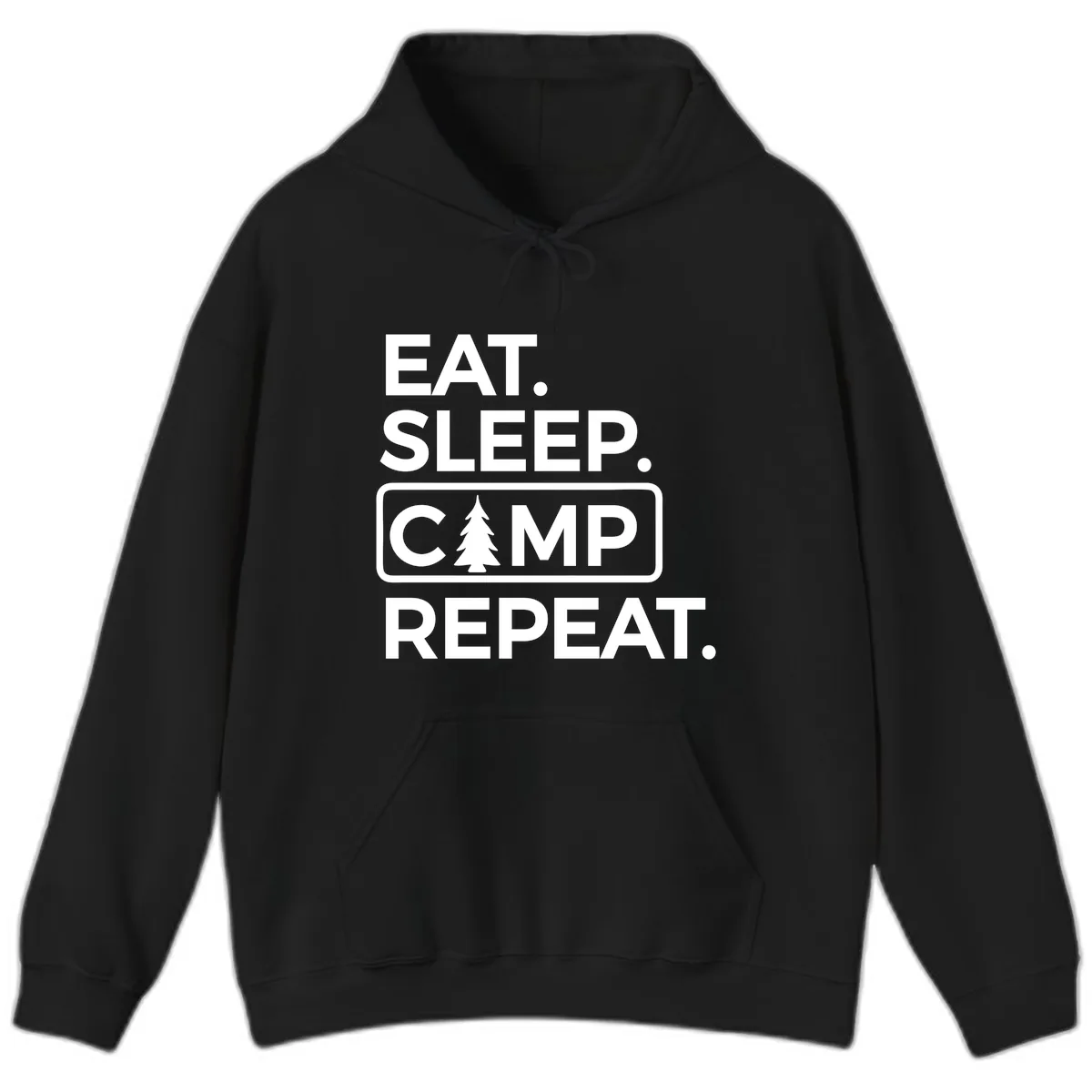 Eat Sleep Camp Repeat Hoodie in Black