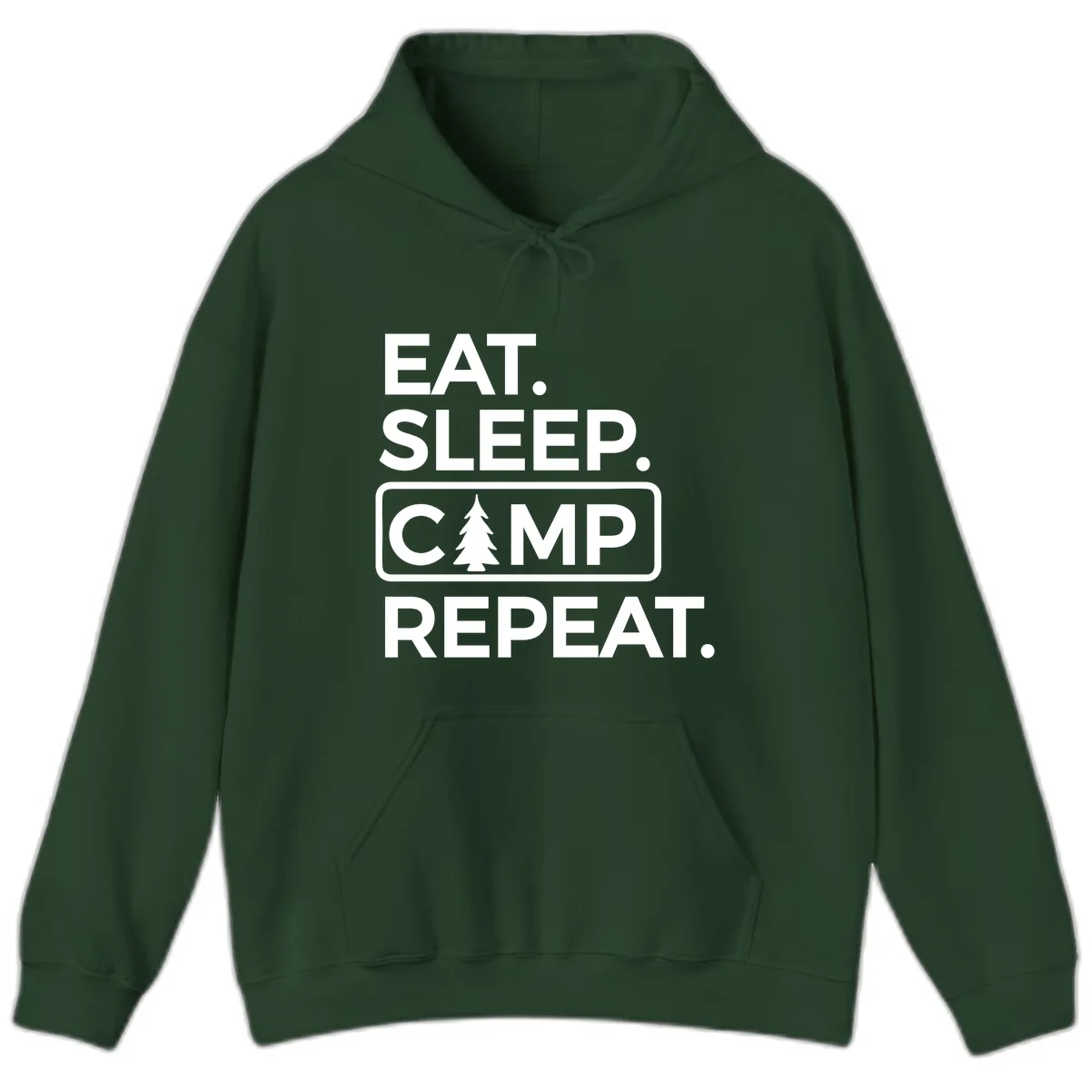 Eat Sleep Camp Repeat Hoodie in Forest Green