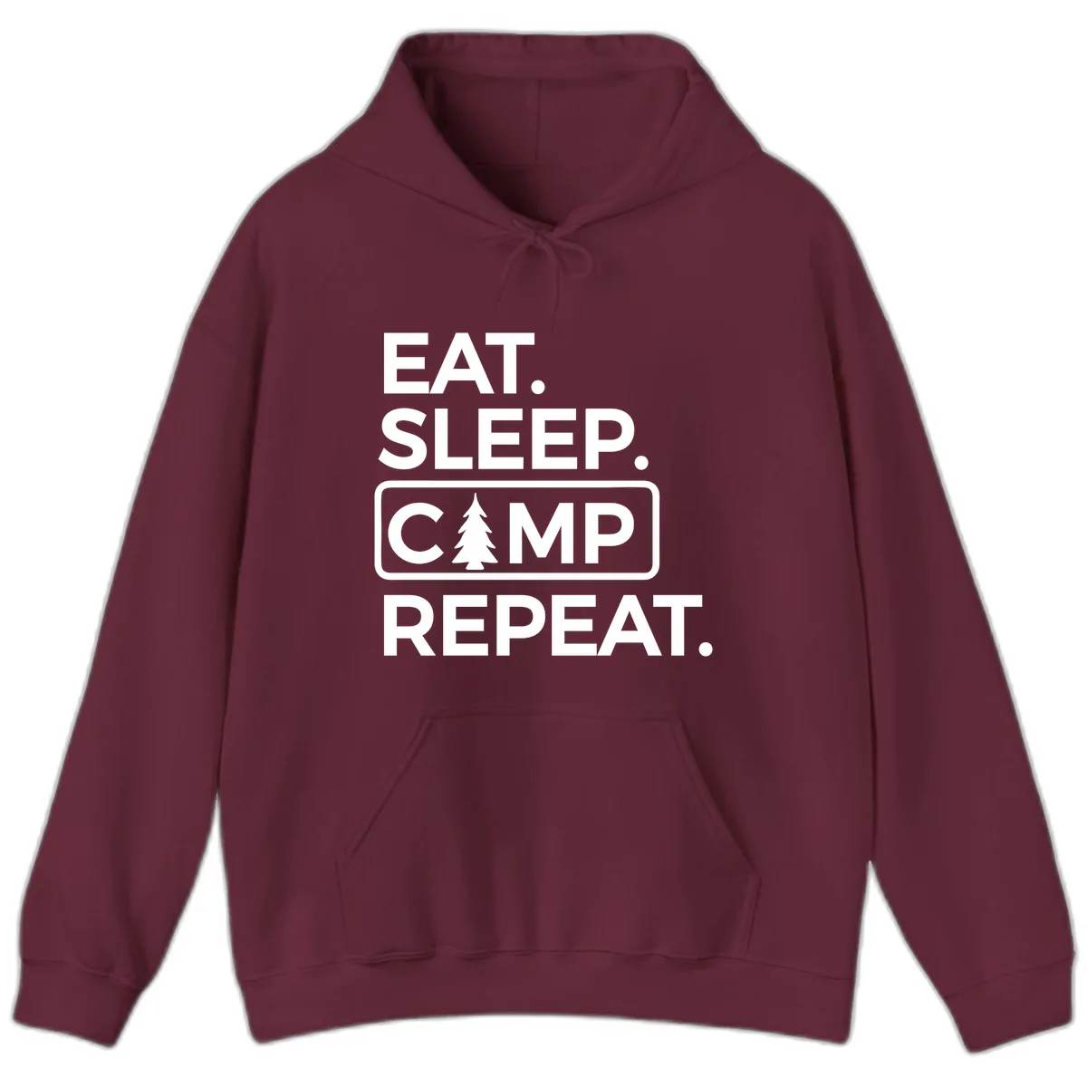 Eat Sleep Camp Repeat Hoodie in Maroon