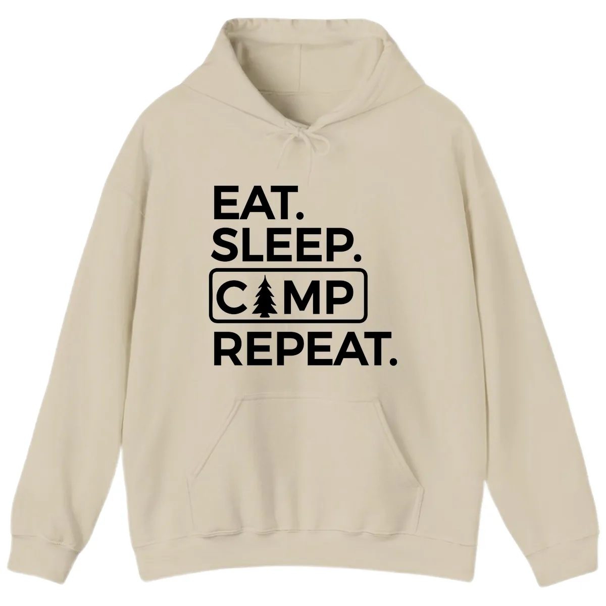 Eat Sleep Camp Repeat Hoodie in Sand