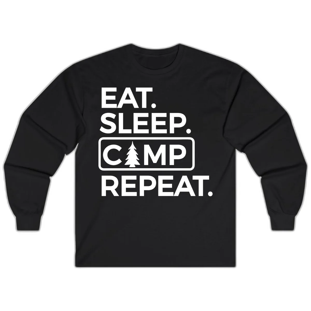 Eat Sleep Camp Repeat Long Sleeve in Black