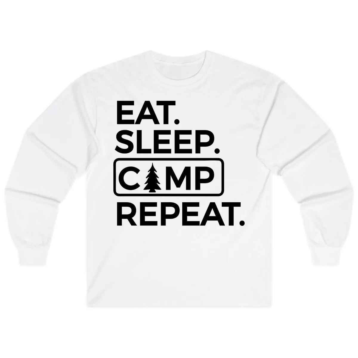 Eat Sleep Camp Repeat Long Sleeve in White