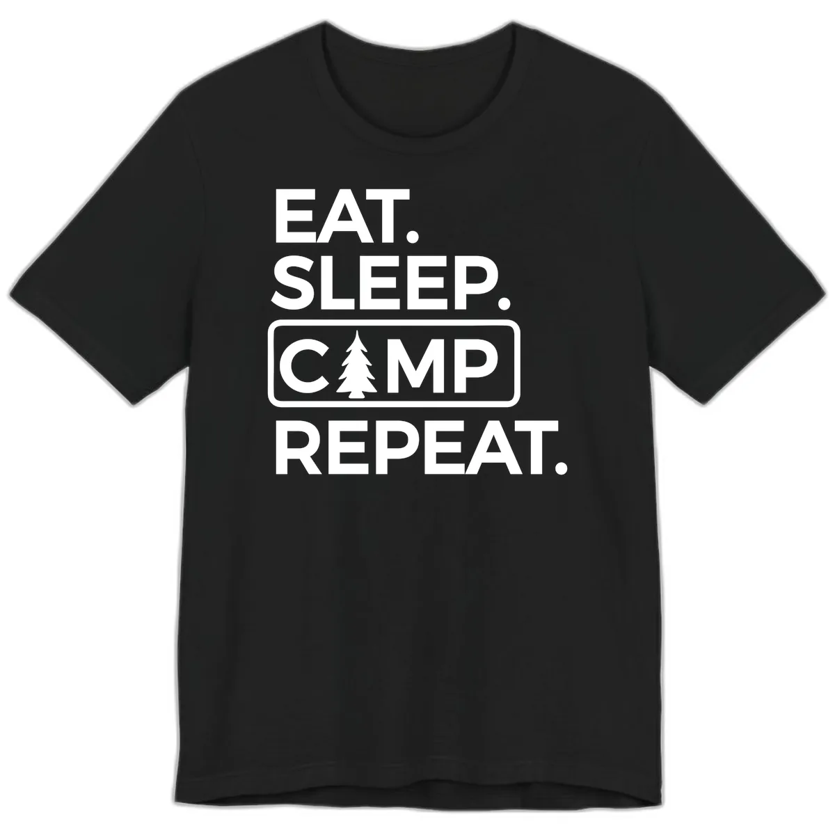 Eat Sleep Camp Repeat Premium T-Shirt in Black