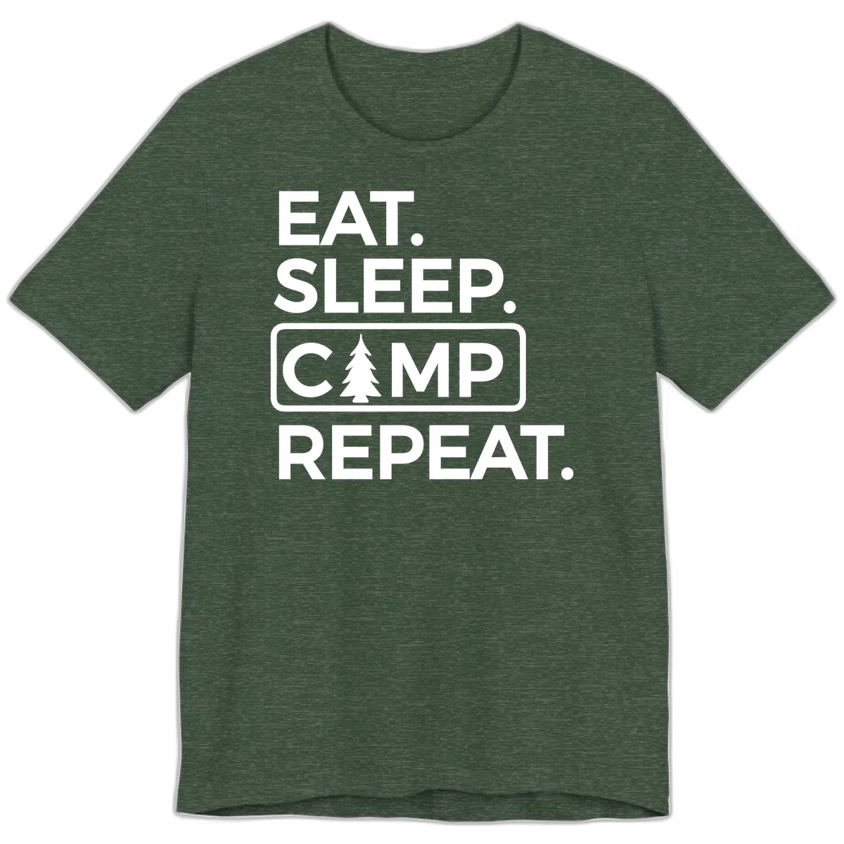 Eat Sleep Camp Repeat Premium T-Shirt in Heather Forest