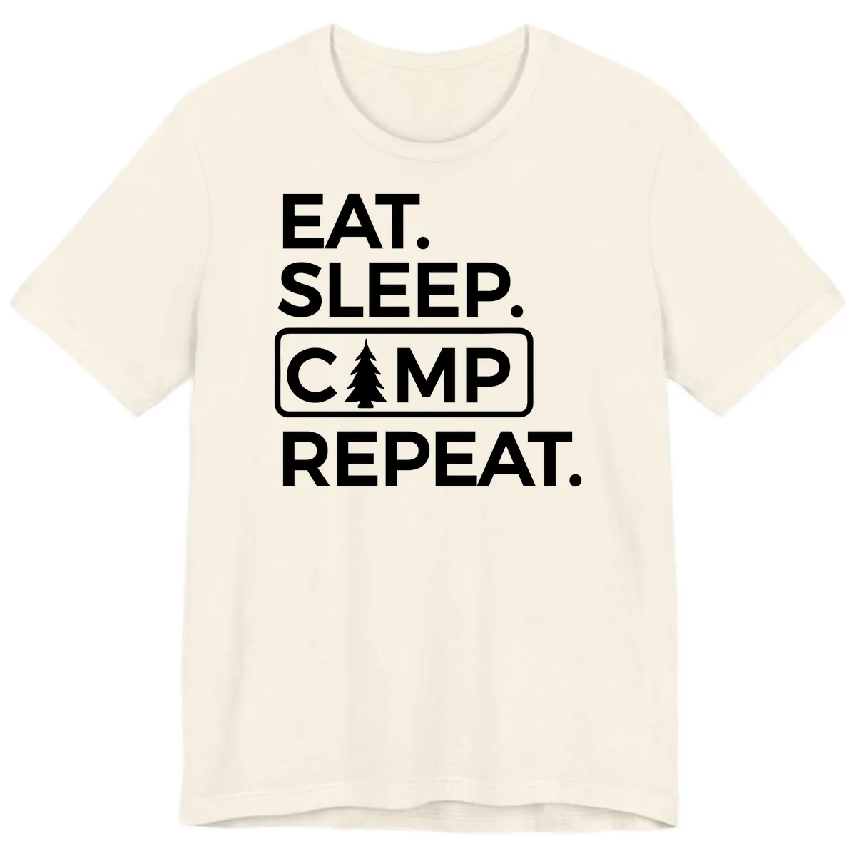 Eat Sleep Camp Repeat Premium T-Shirt in Natural
