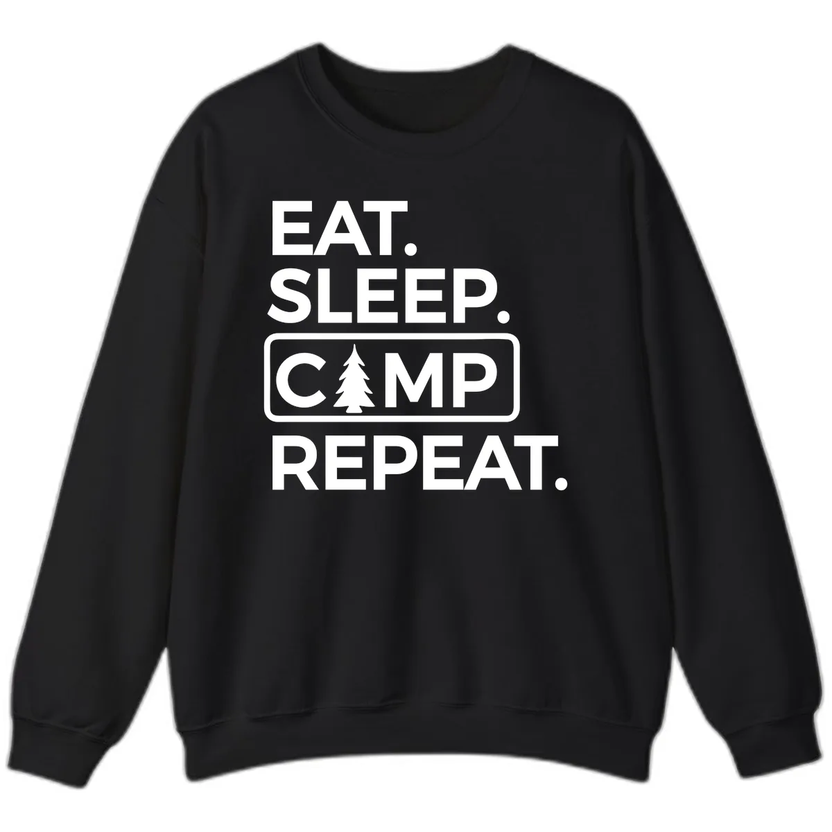 Eat Sleep Camp Repeat Sweatshirt in Black