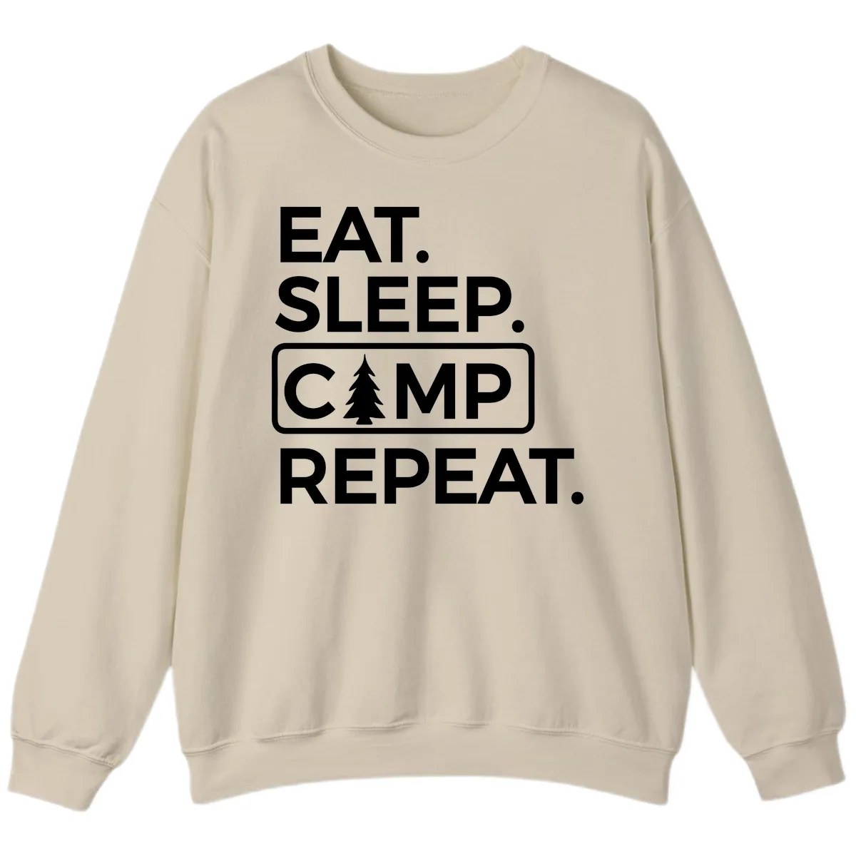 Eat Sleep Camp Repeat Sweatshirt in Sand