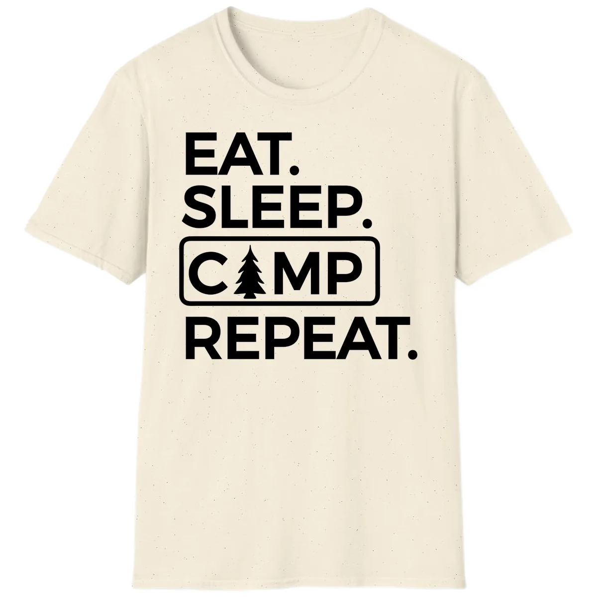 Eat Sleep Camp Repeat T-Shirt in Natural