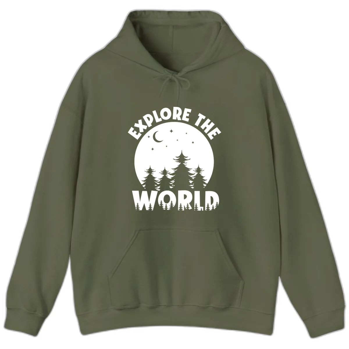 Explore The World Forest Night Hoodie in Military Green