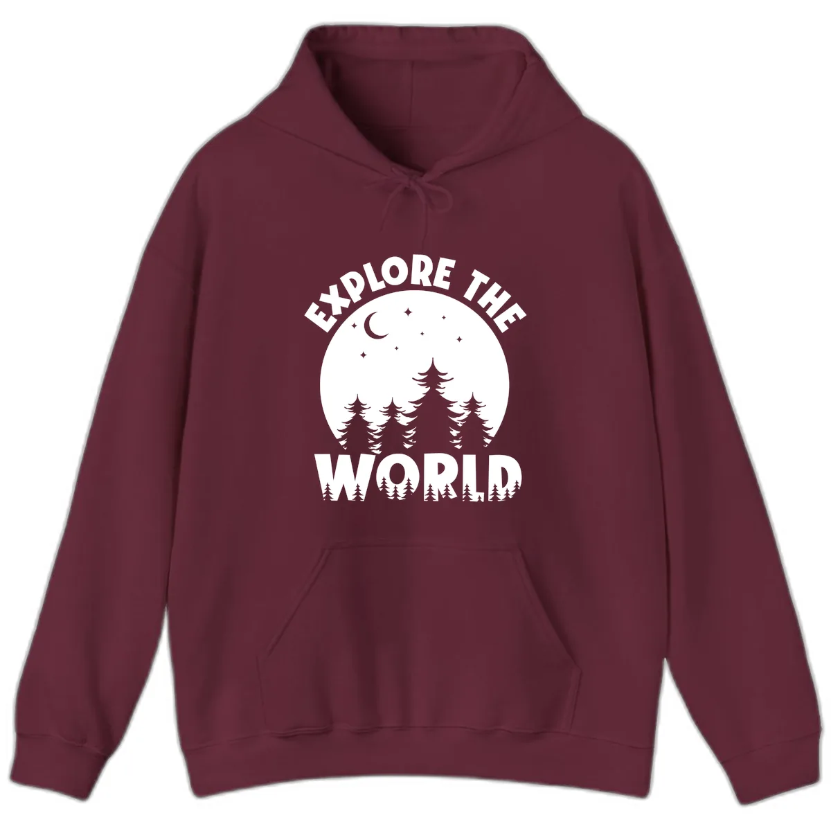 Explore The World Forest Night Hoodie in Maroon