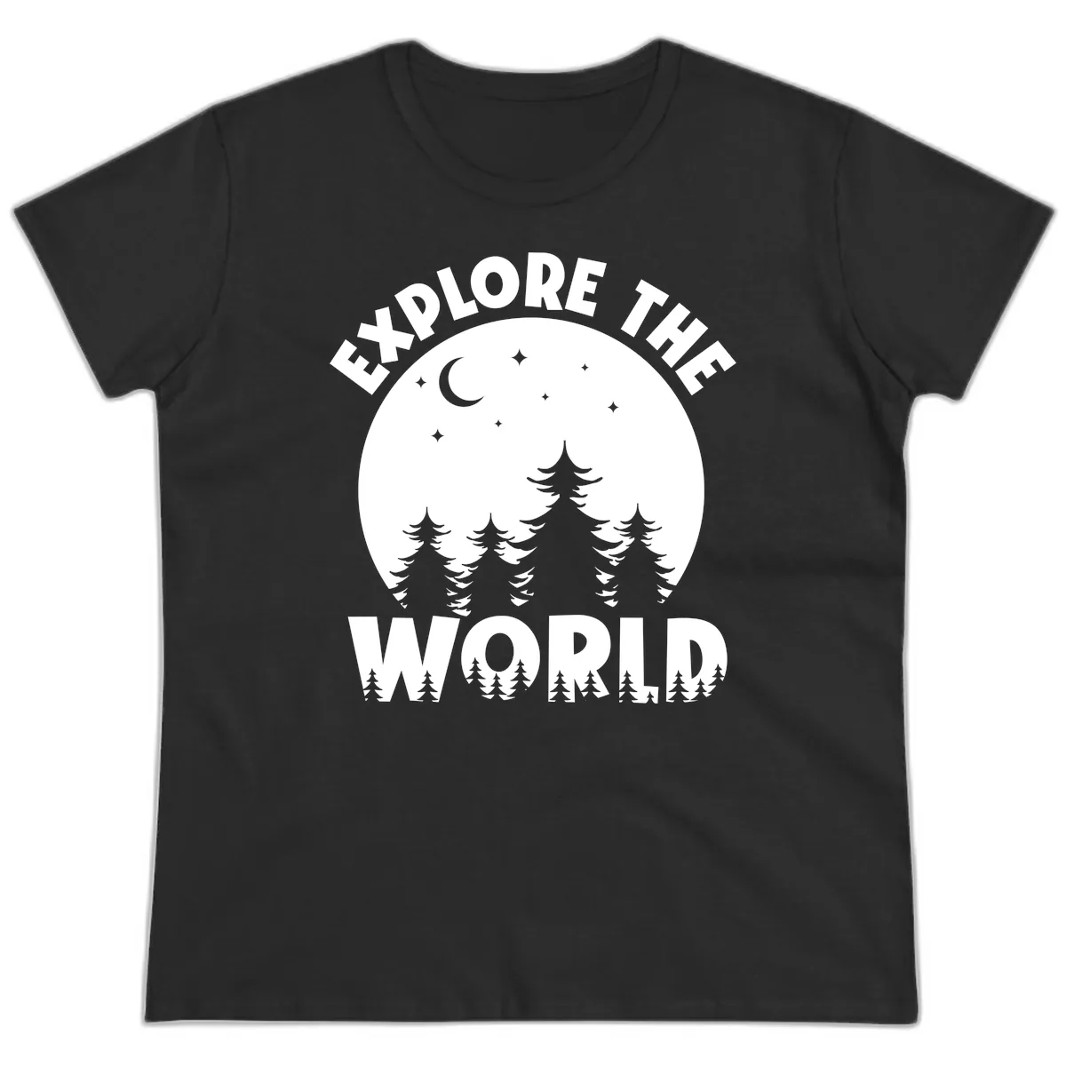Explore The World Forest Night Ladies Tee in Black