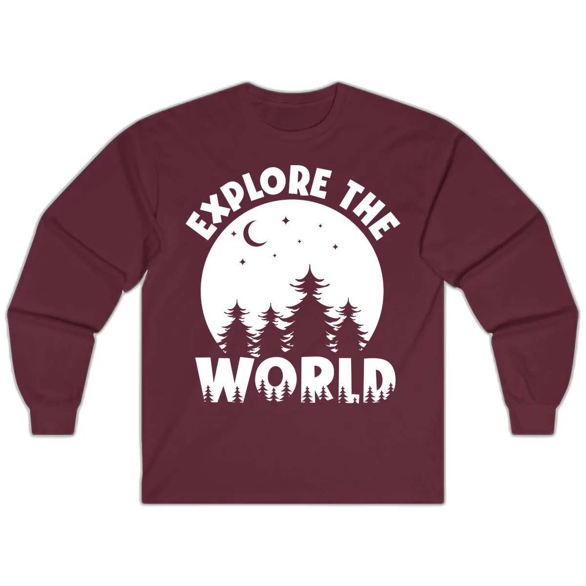 Explore The World Forest Night Long Sleeve in Maroon