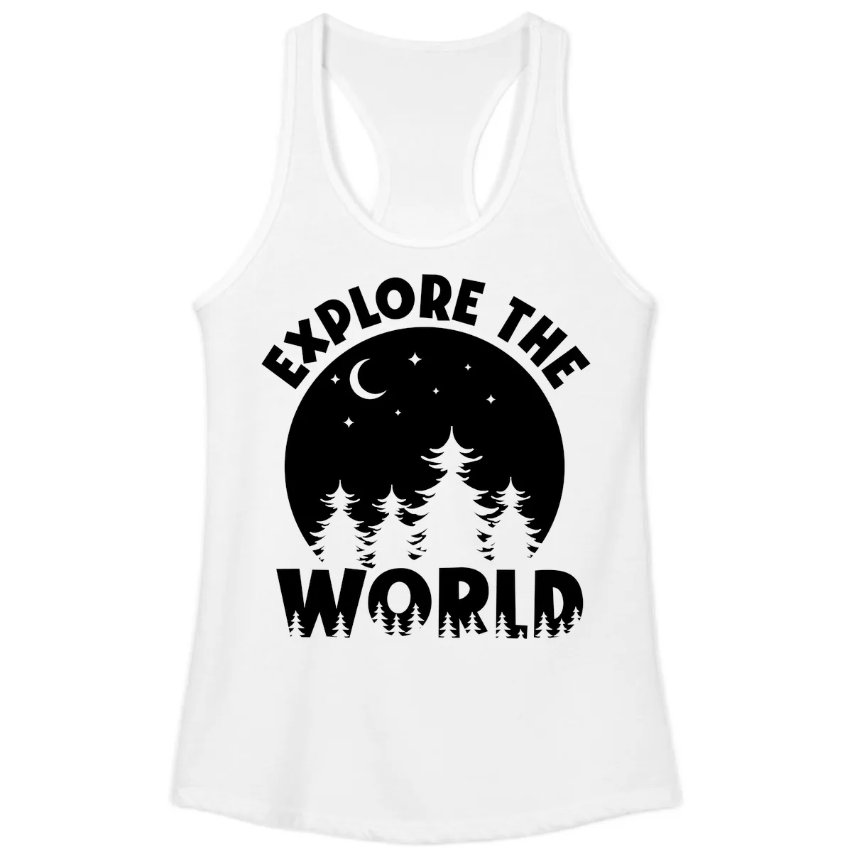 Explore The World Forest Night Ladies Tank in White