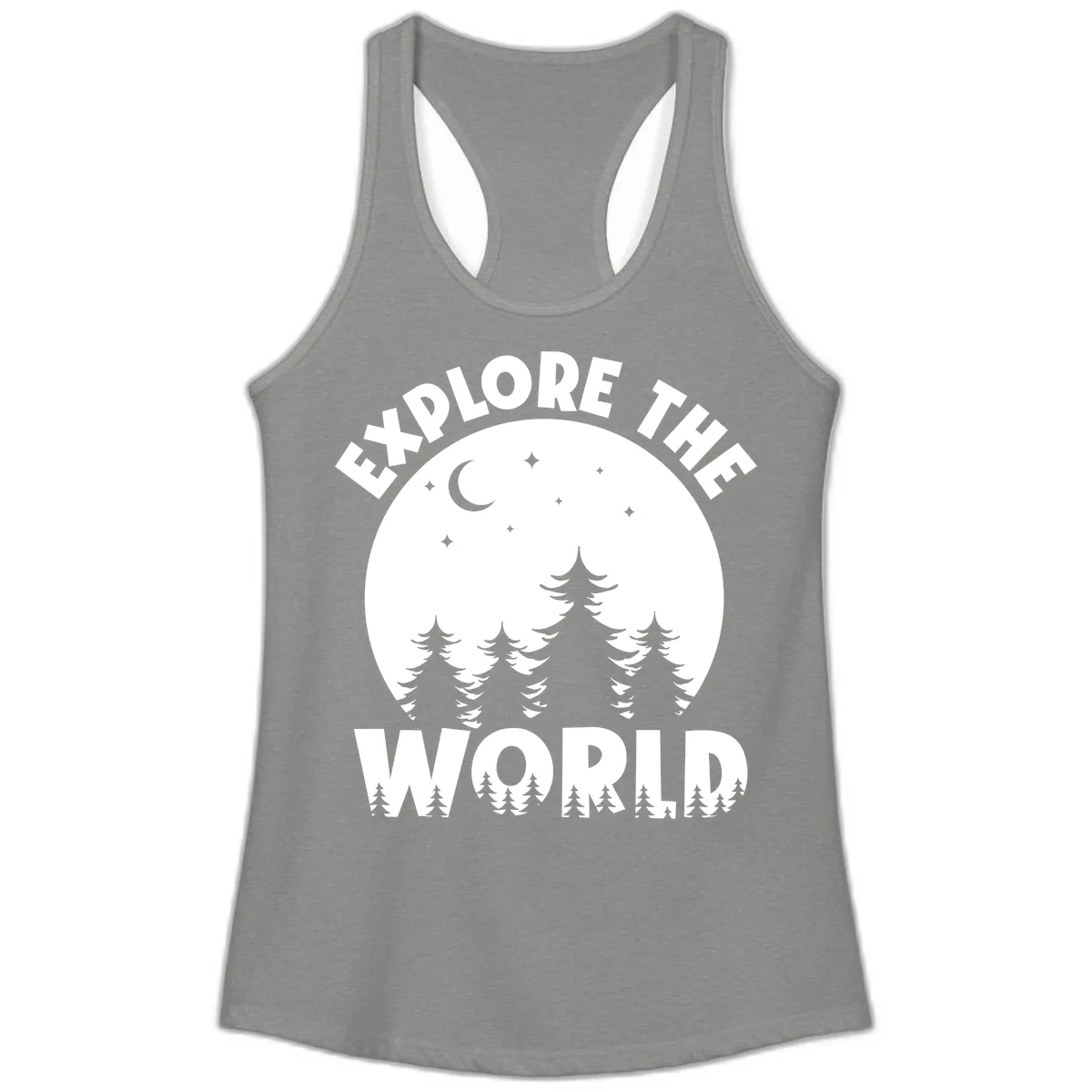 Explore The World Forest Night Ladies Tank in Heather Grey