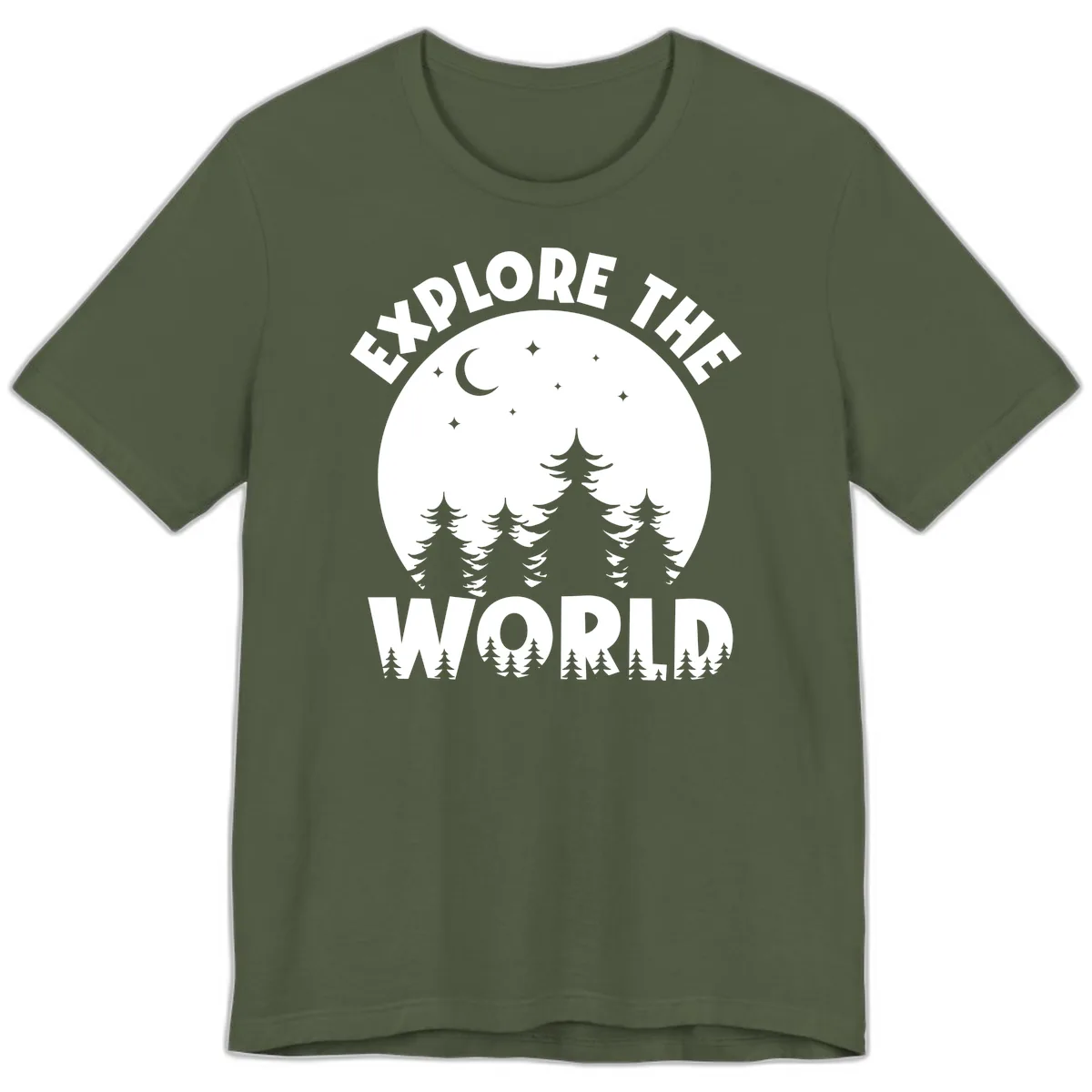 Explore The World Forest Night Premium T-Shirt in Military Green