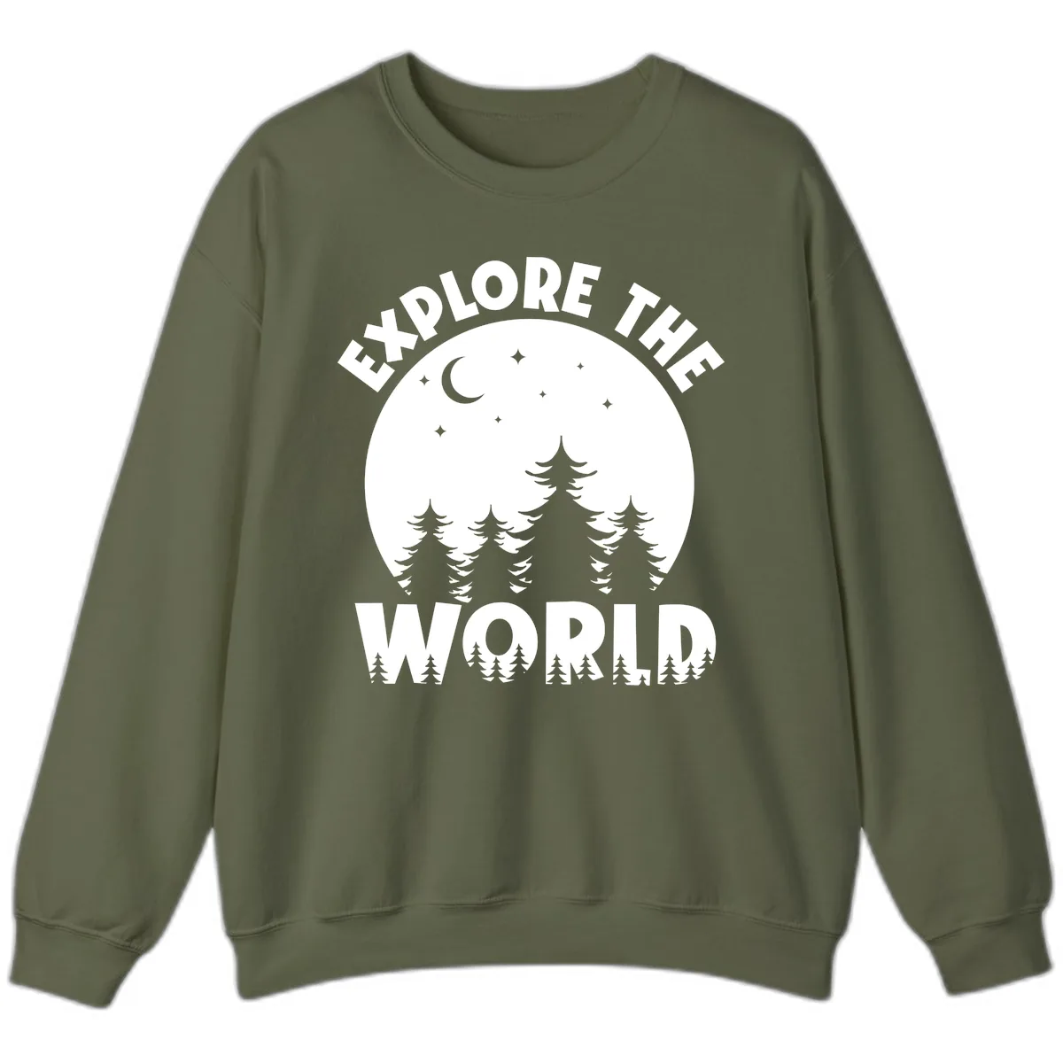 Explore The World Forest Night Sweatshirt in Military Green