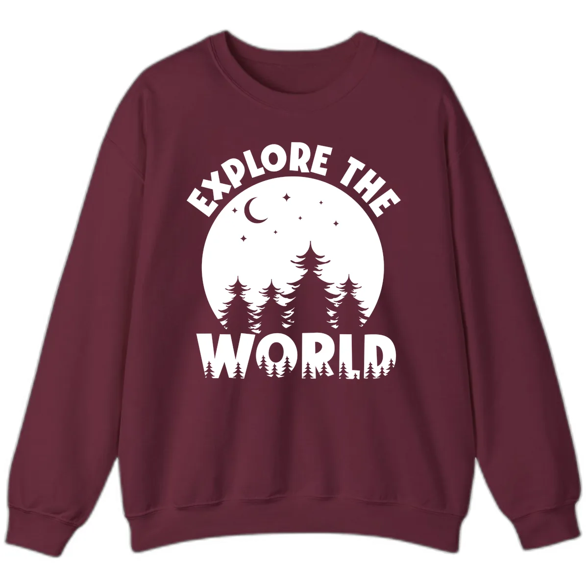 Explore The World Forest Night Sweatshirt in Maroon