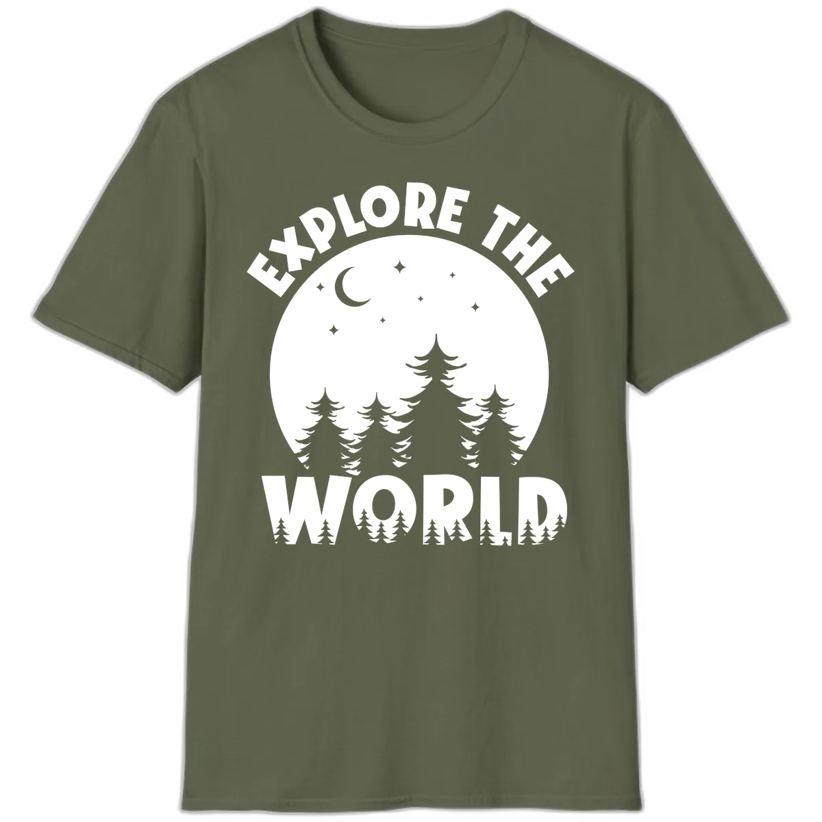 Explore The World Forest Night T-Shirt in Military Green