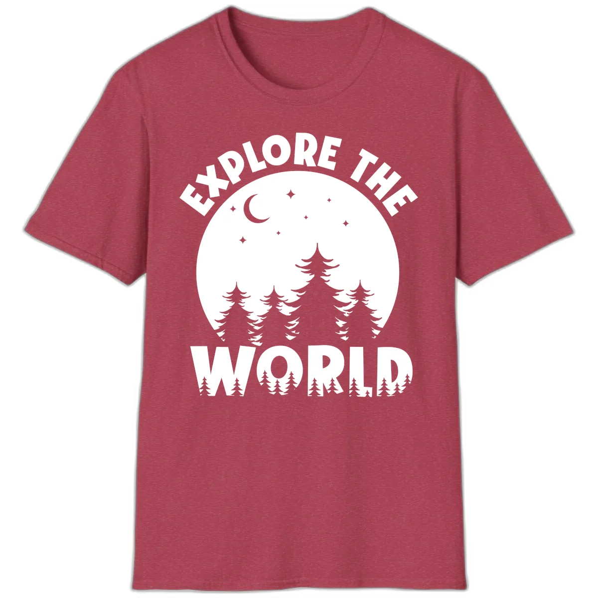 Explore The World Forest Night T-Shirt in Heather Cardinal