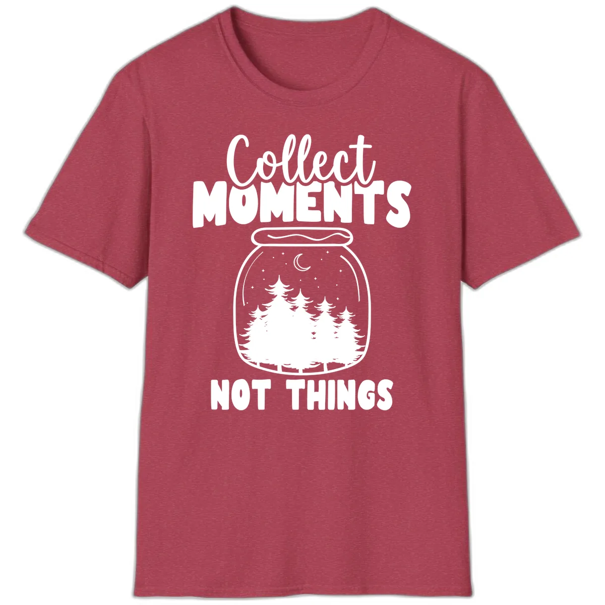 Collect Moments Not Things T-Shirt in Heather Cardinal