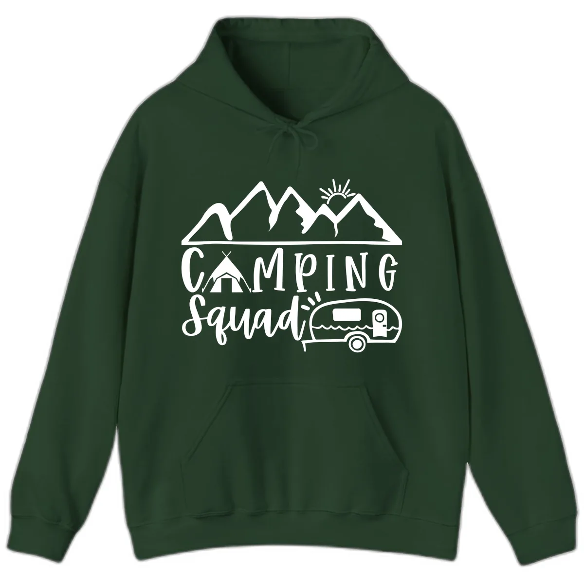 Camping Squad Adventure Hoodie in Forest Green