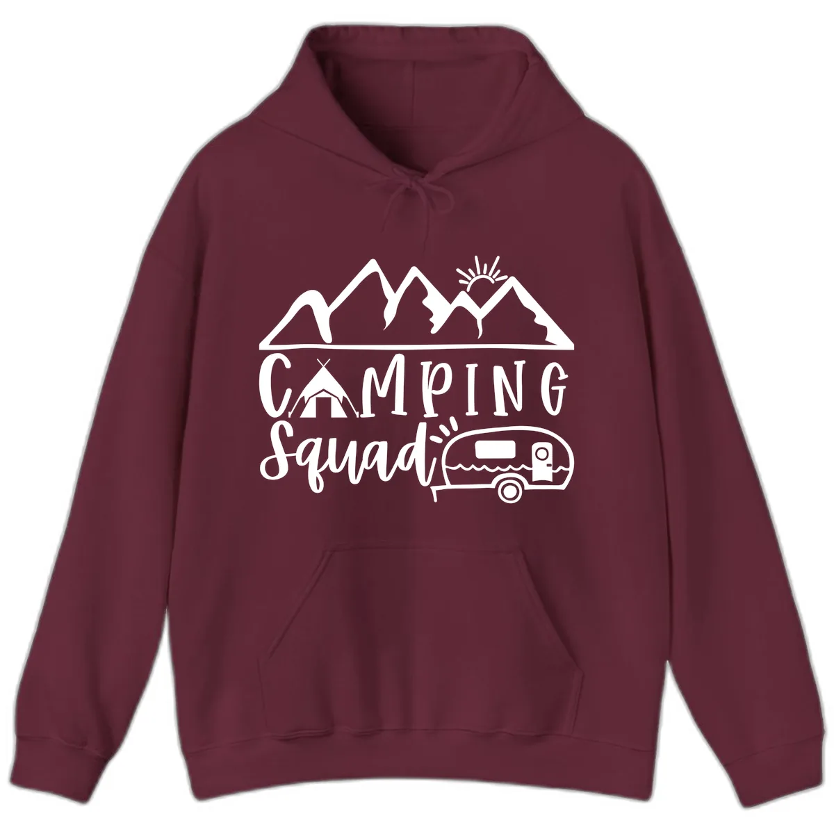 Camping Squad Adventure Hoodie in Maroon