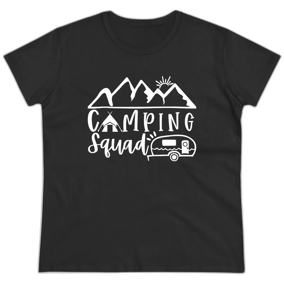 Camping Squad Adventure Ladies Tee in Black