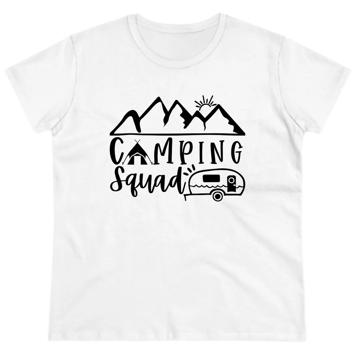 Camping Squad Adventure Ladies Tee in White
