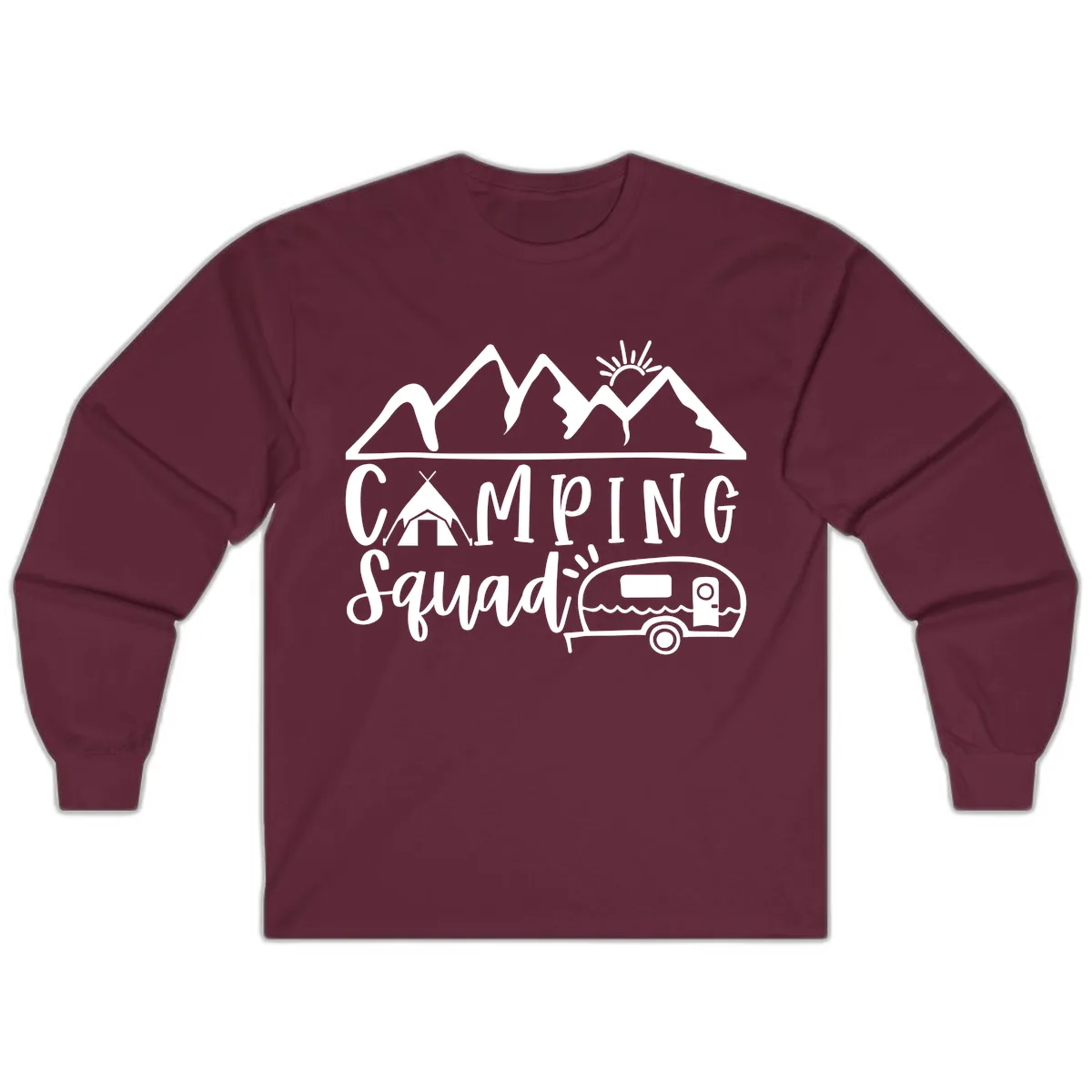 Camping Squad Adventure Long Sleeve in Maroon