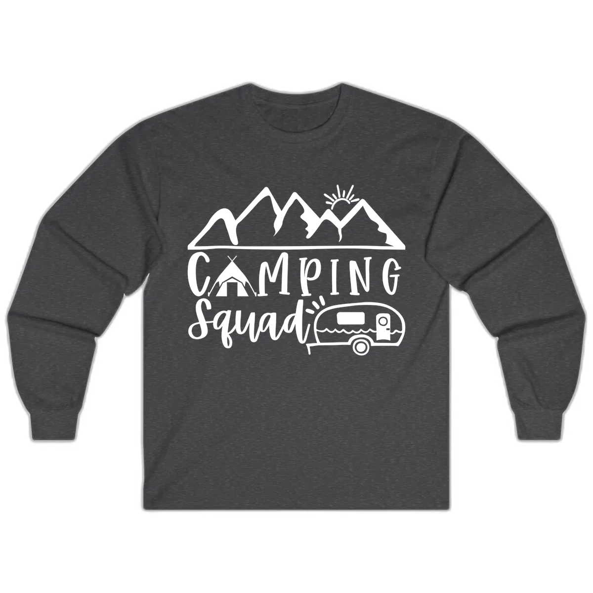 Camping Squad Adventure Long Sleeve in Dark Heather