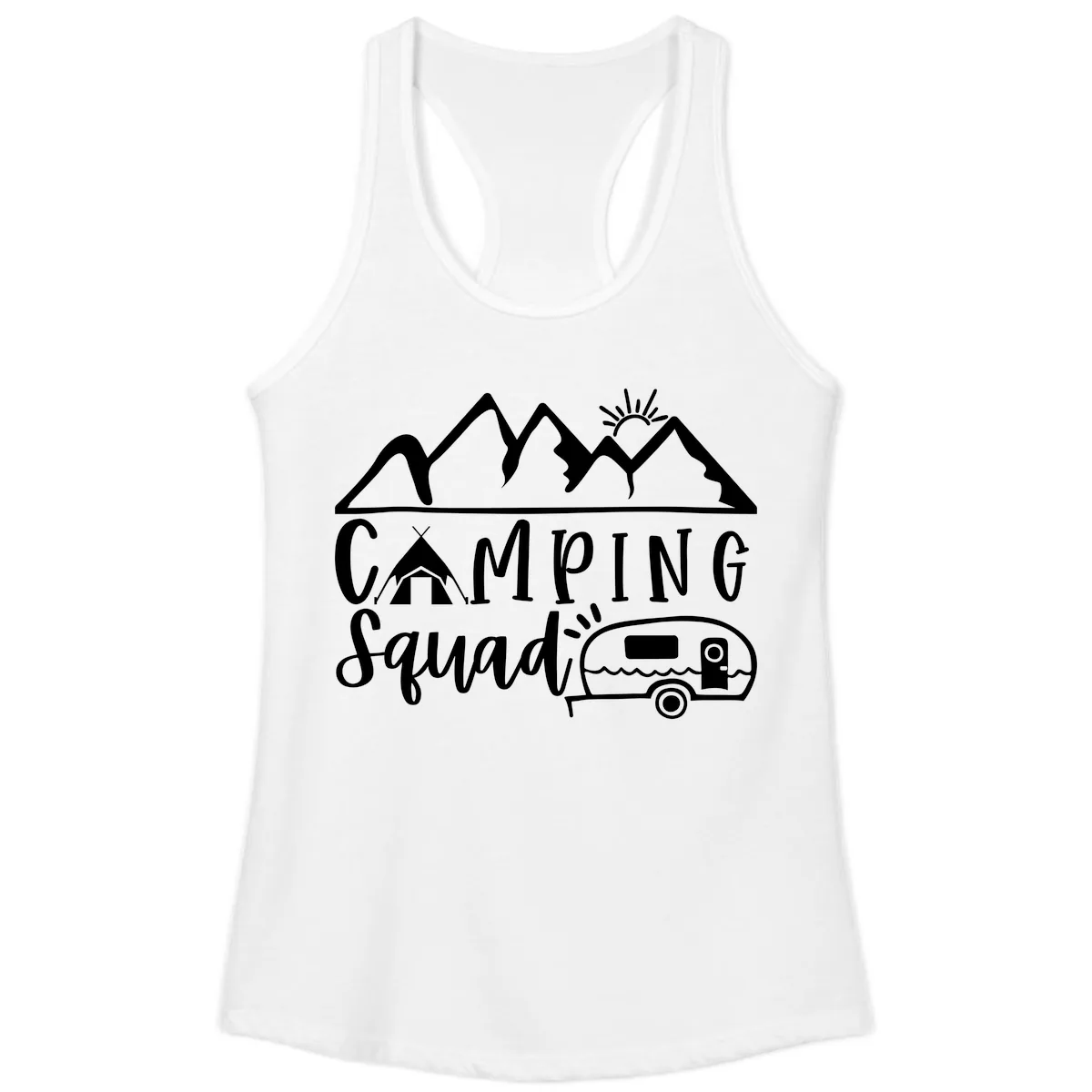 Camping Squad Adventure Ladies Tank in White