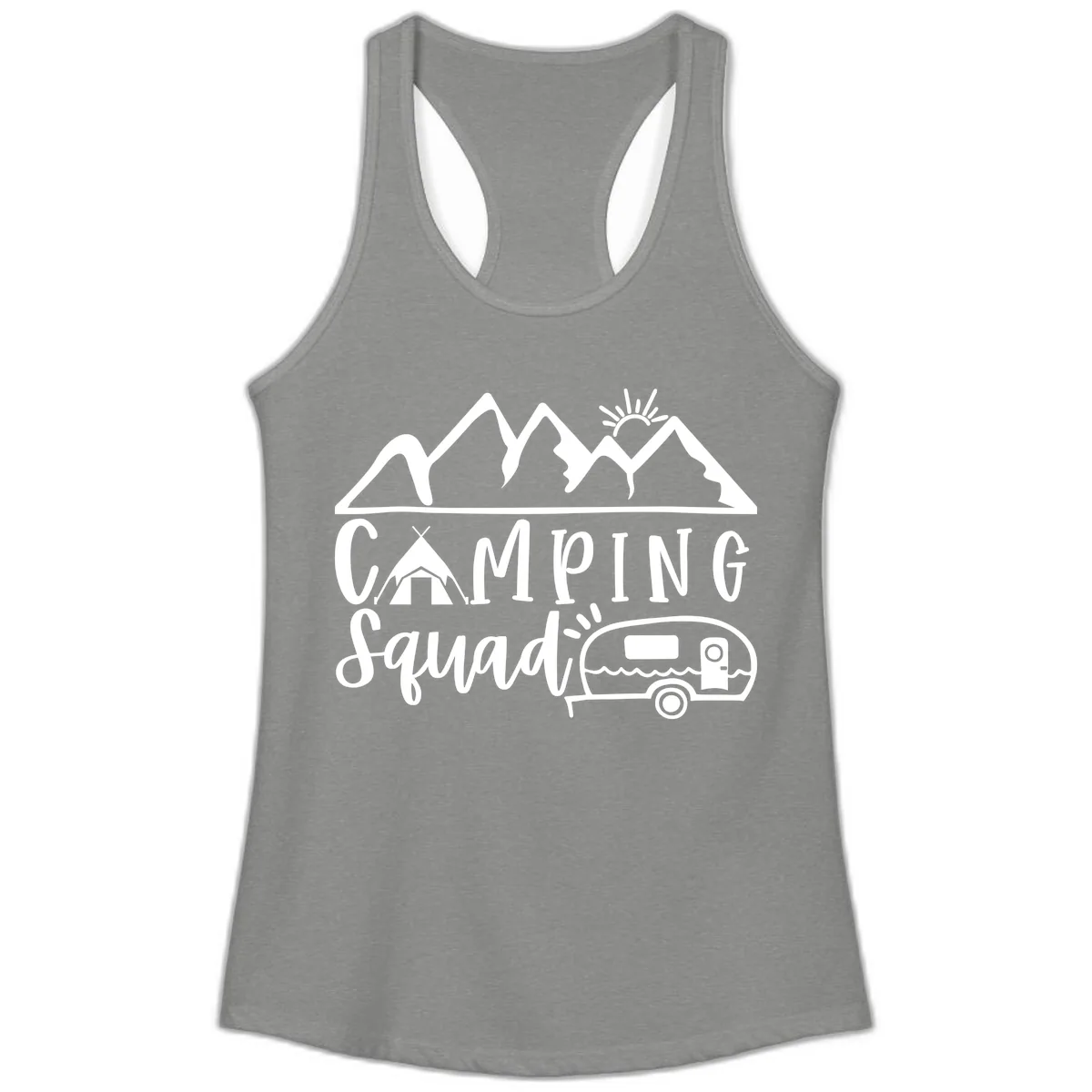 Camping Squad Adventure Ladies Tank in Heather Grey