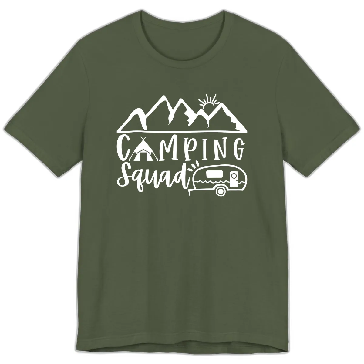 Camping Squad Adventure Premium T-Shirt in Military Green