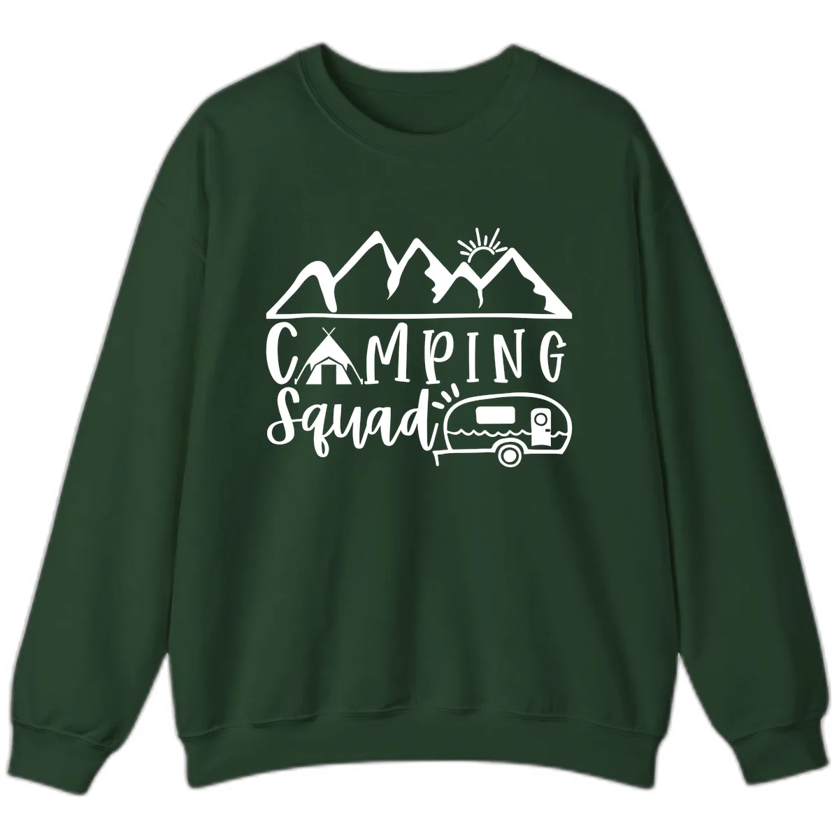 Camping Squad Adventure Sweatshirt in Forest Green