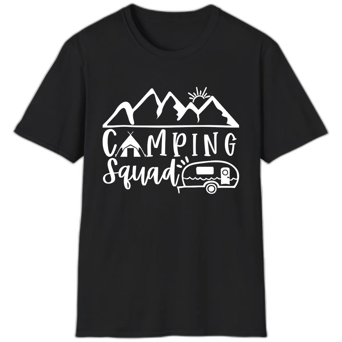 Camping Squad Adventure T-Shirt in Black