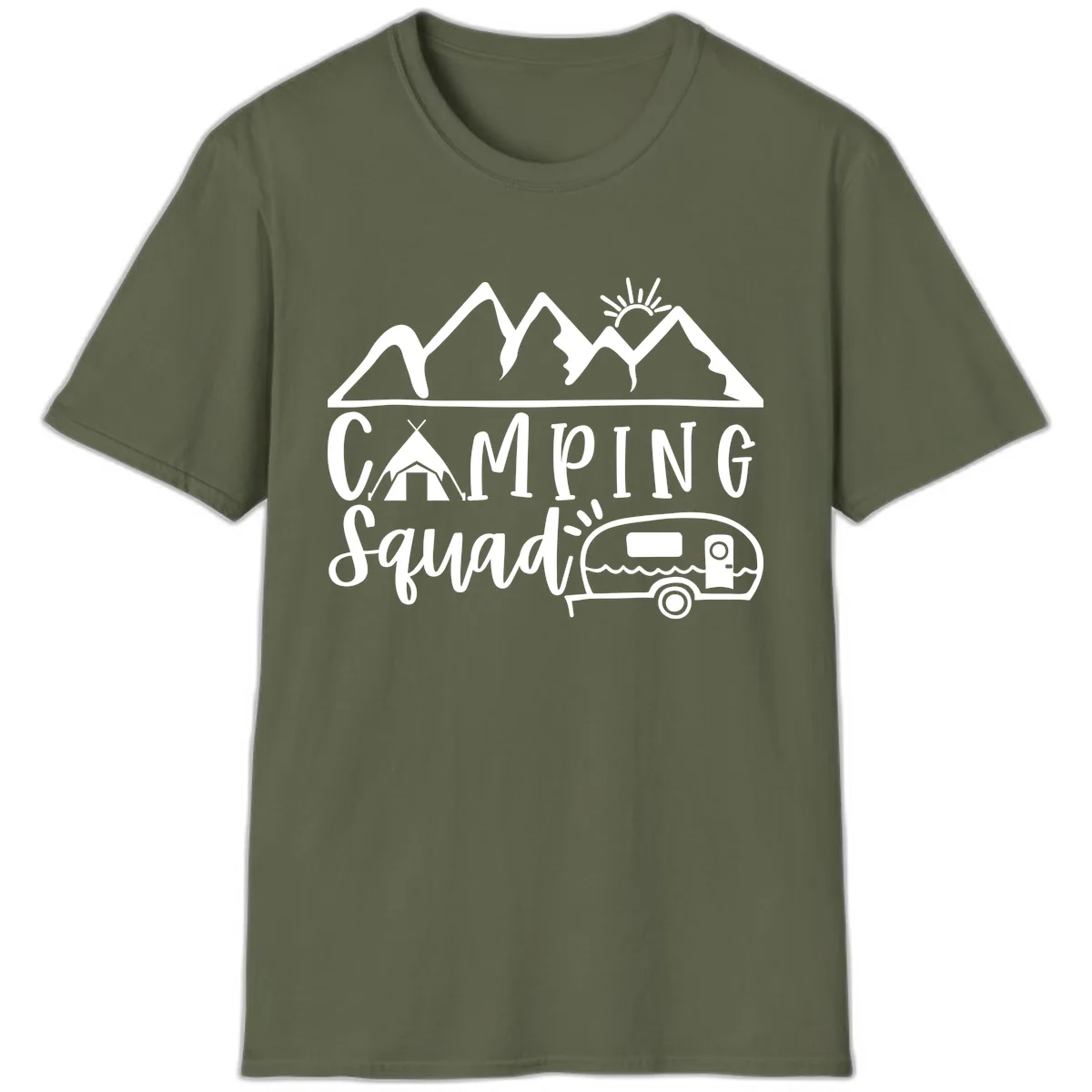 Camping Squad Adventure T-Shirt in Military Green
