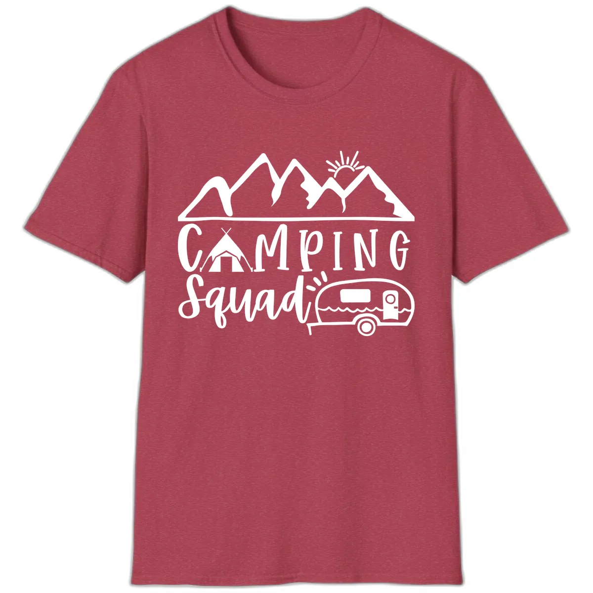 Camping Squad Adventure T-Shirt in Heather Cardinal