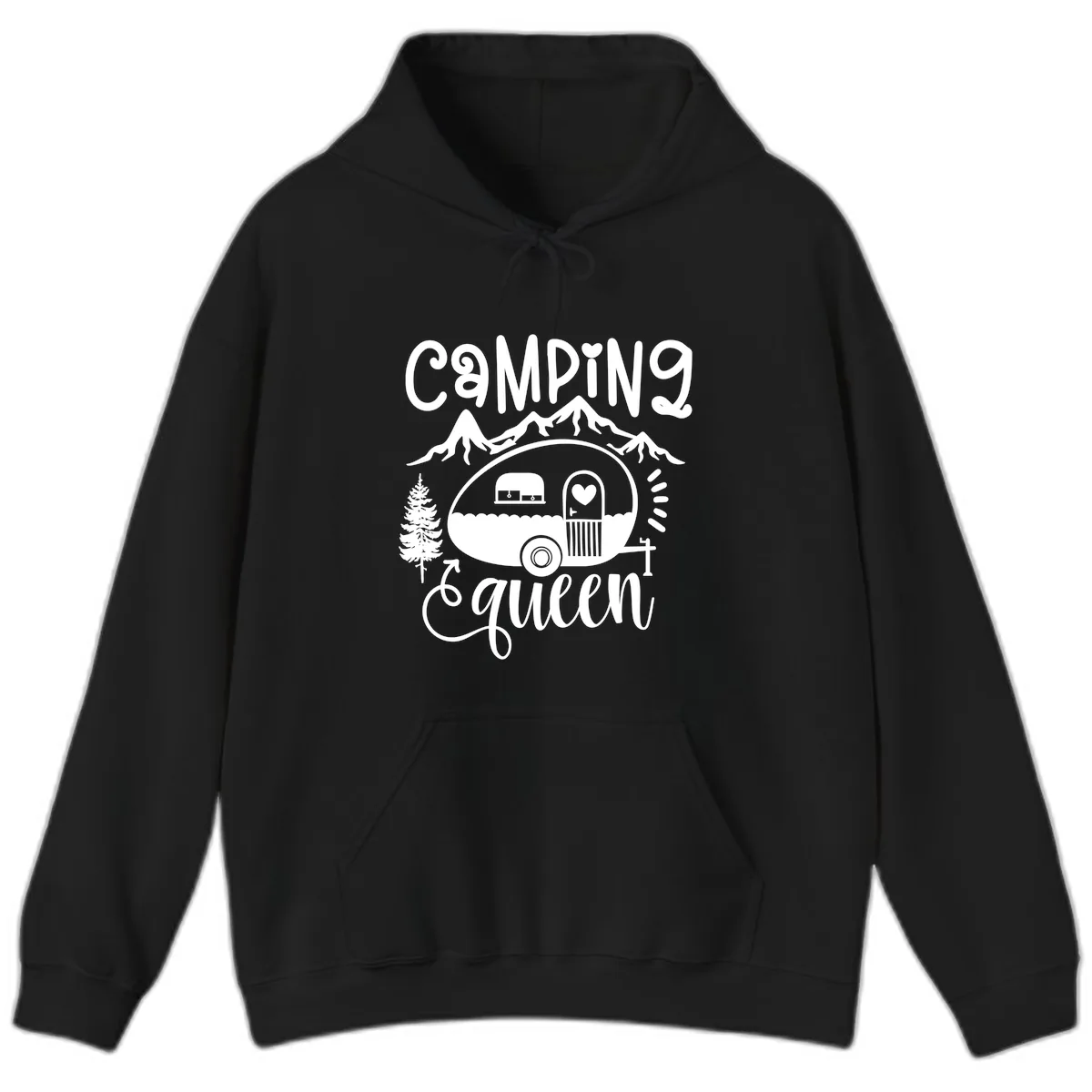 Camping Queen Retro Airstream Hoodie in Black