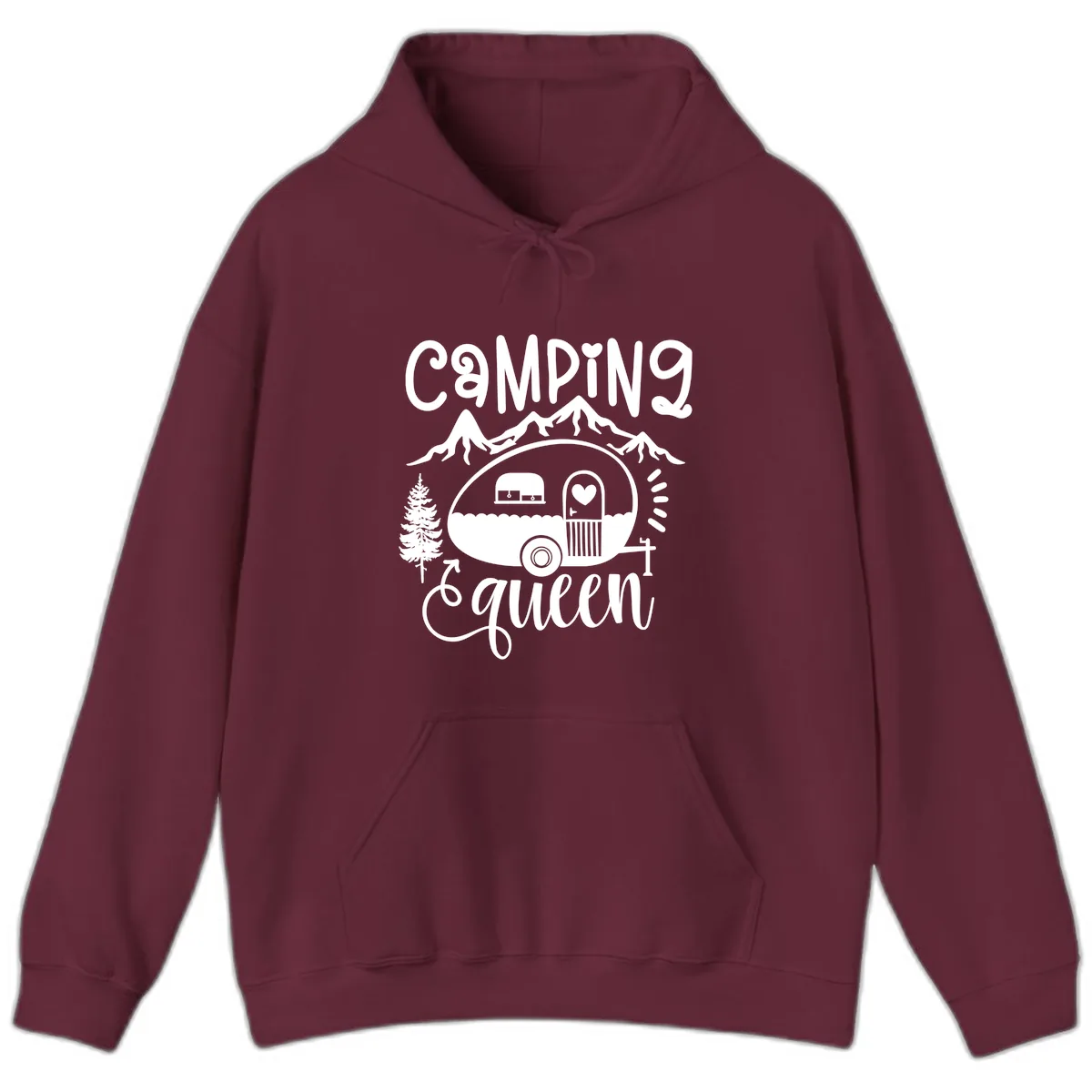 Camping Queen Retro Airstream Hoodie in Maroon