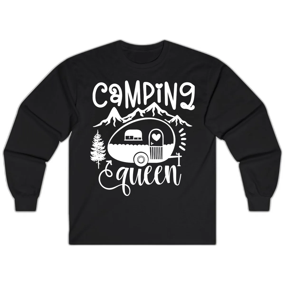 Camping Queen Retro Airstream Long Sleeve in Black