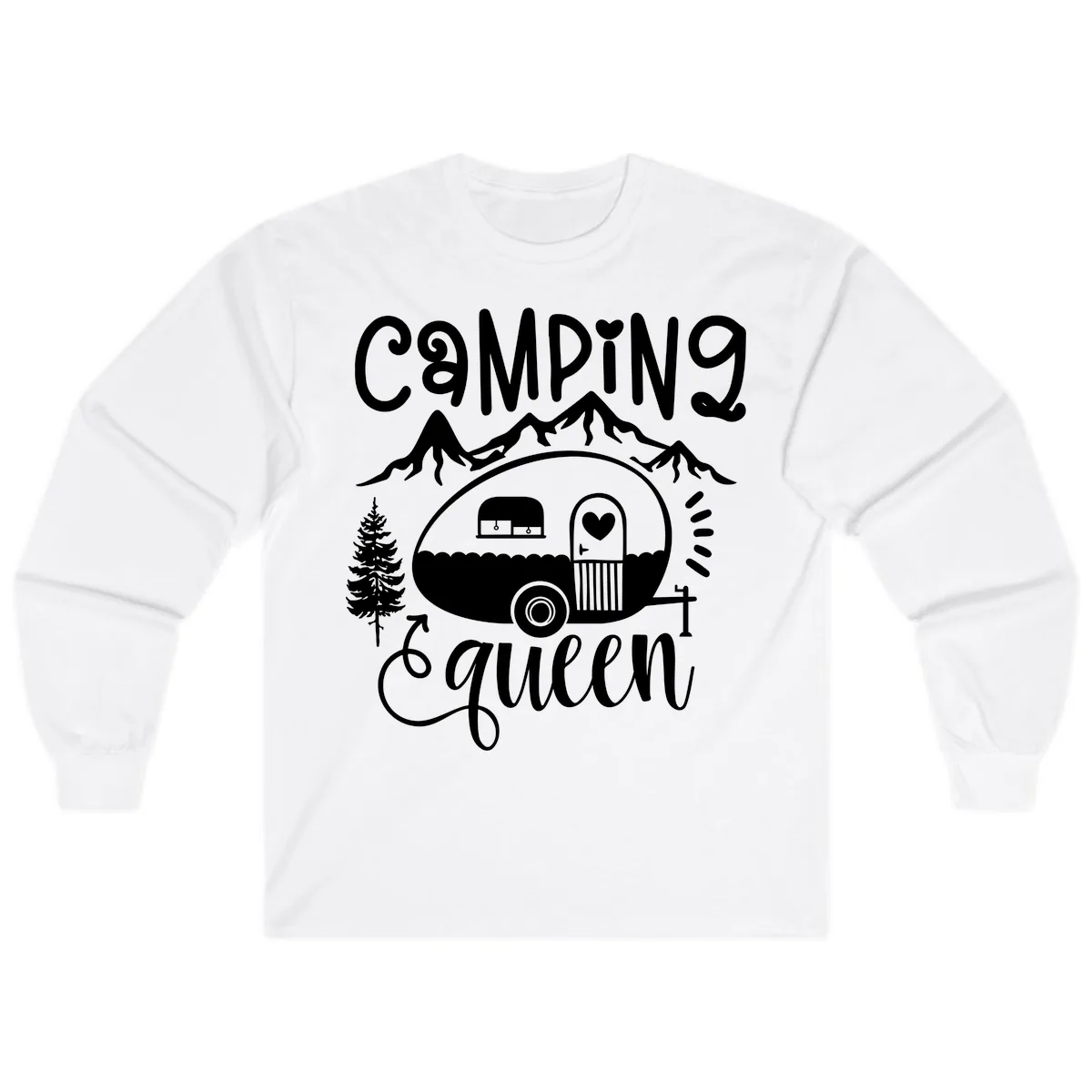 Camping Queen Retro Airstream Long Sleeve in White