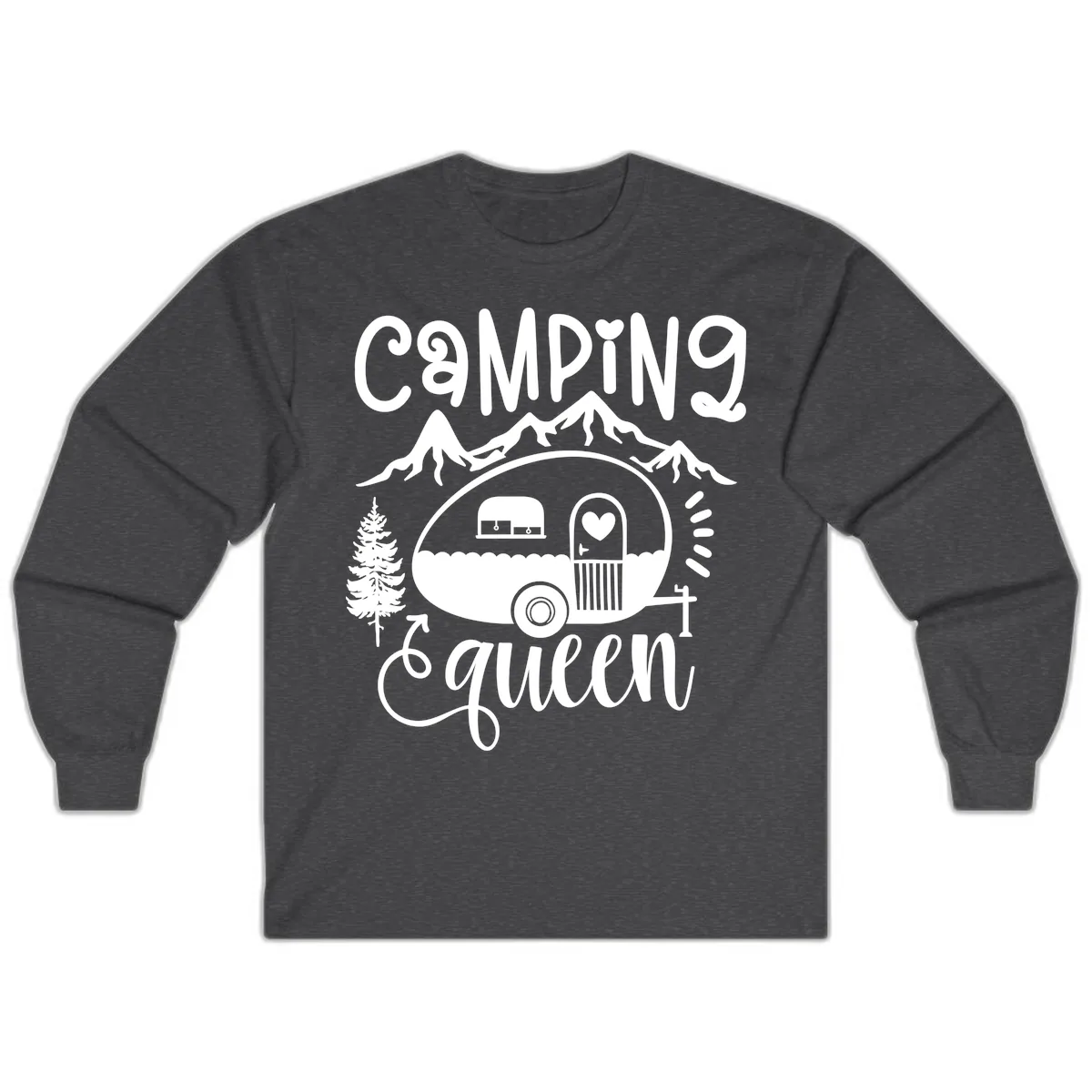 Camping Queen Retro Airstream Long Sleeve in Dark Heather