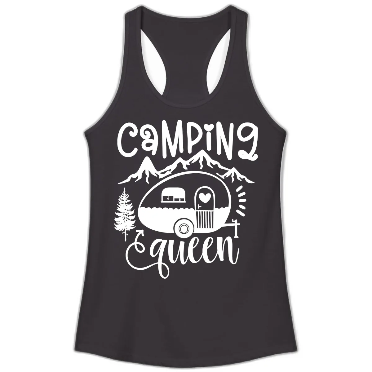 Camping Queen Retro Airstream Ladies Tank in Black