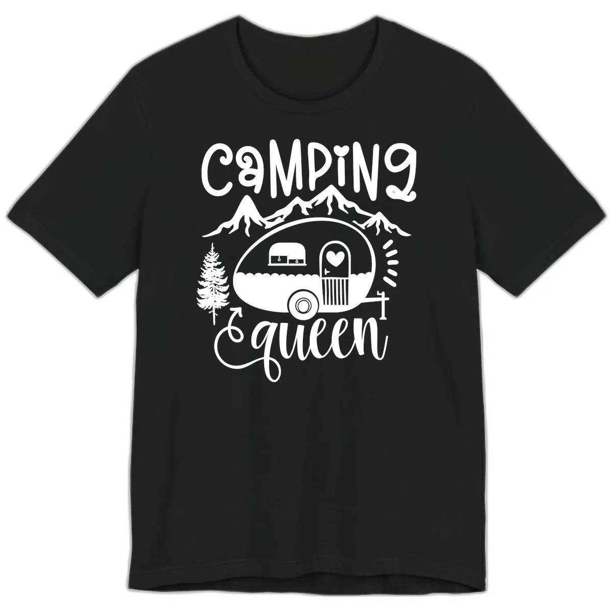 Camping Queen Retro Airstream Premium T-Shirt in Black